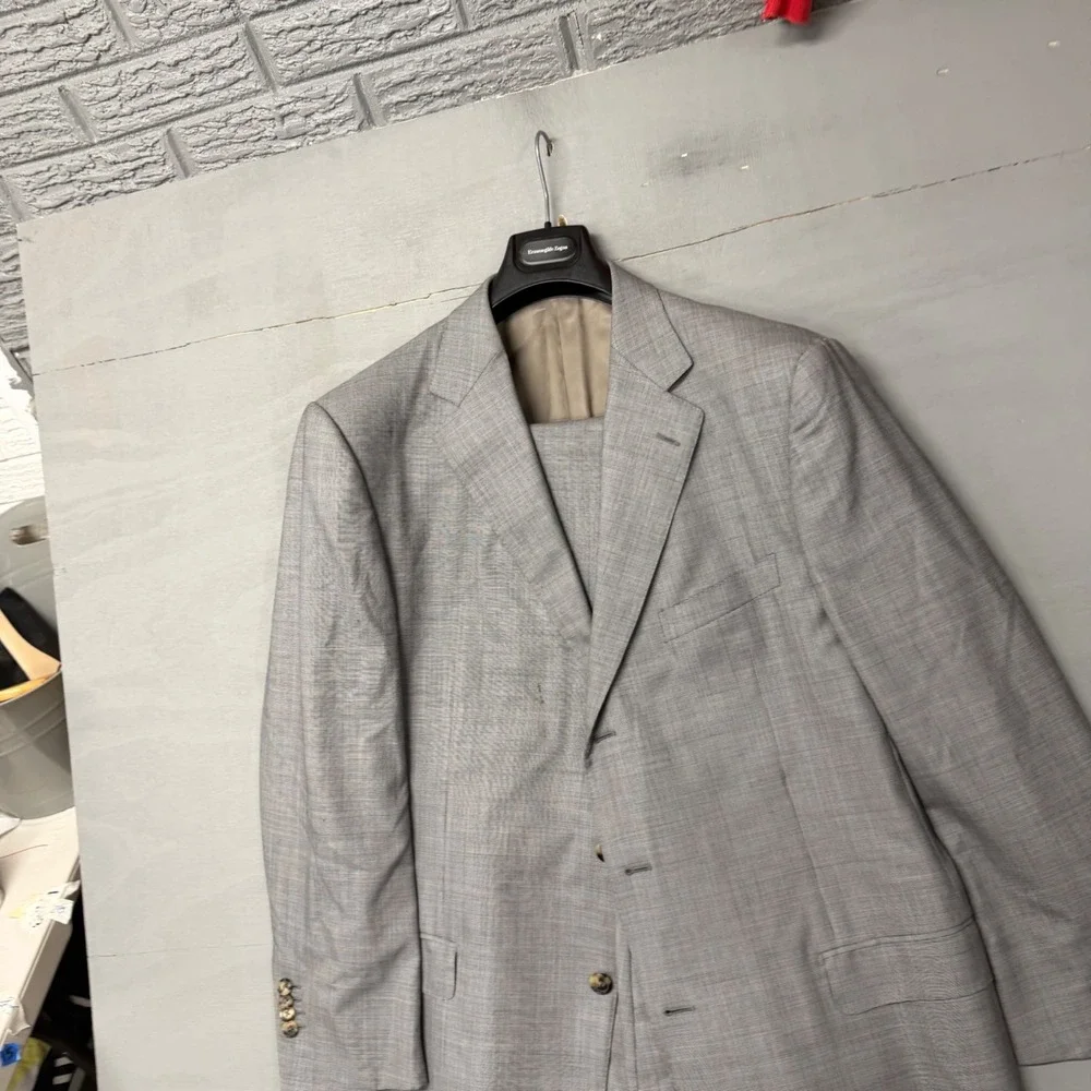 Ermenegildo Zegna Su Misura 15 Milmil‎ 15 Grey Wool 3-Button Suit Italy 56L